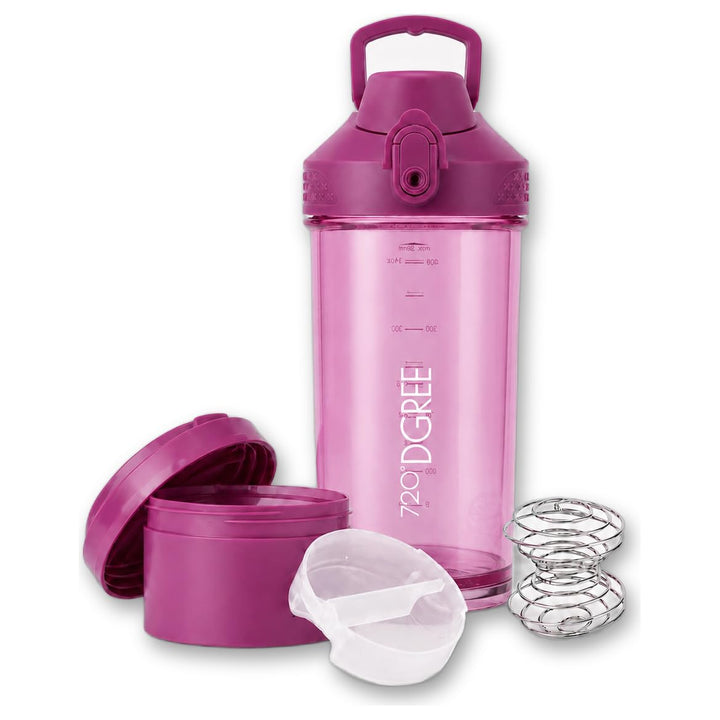 720°DGREE Protein Shaker mit Pulverfach 550ml “uberShaker“ – Auslaufsicher, BPA-Frei, Skala, Spiralm