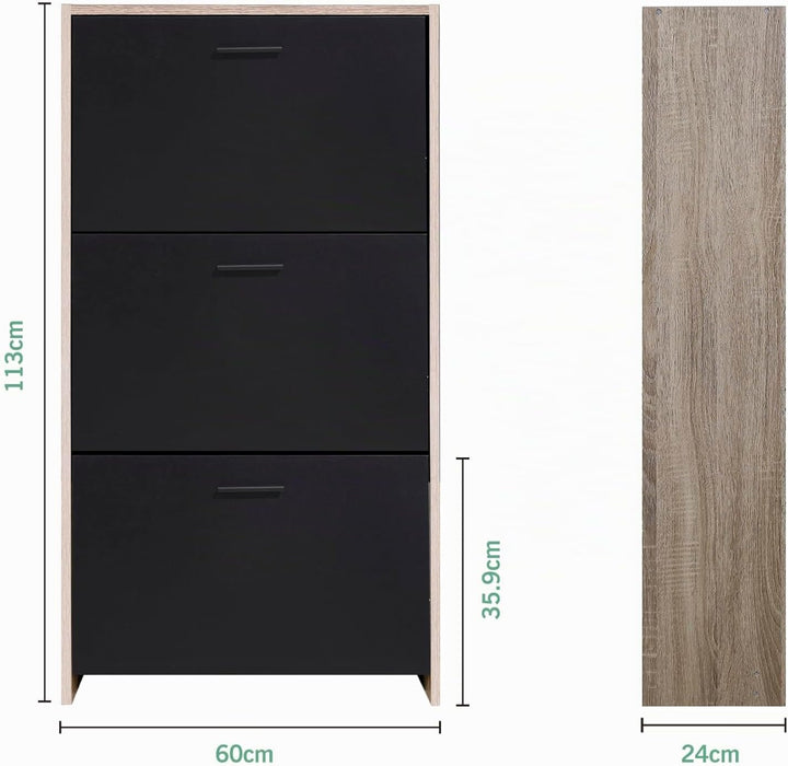 CASABEL Schuhschrank für 18 Paar – grosse Kapazität für den Eingangsbereich – L 60 x T 24 x H 113 cm