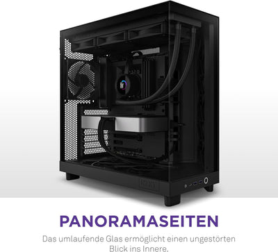 NZXT H6 Flow | CC-H61FB-01 | Kompaktes Mid-Tower Gehäuse mit zwei Kammern | Glaspaneele mit Panorama