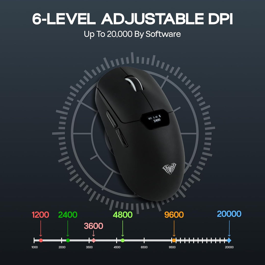 MechLands Aula SC390 – Leichte Gaming-Maus mit Display, kabellose 2,4-GHz-/USB-C-/BT-Maus mit 400-mA