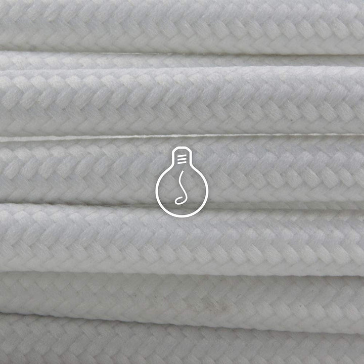 Amarcords - Textilkabel für Lampen WEISS, rund, Seide, 5 Meter, mit Erdung 3x0,75 - Stoffkabel mit f