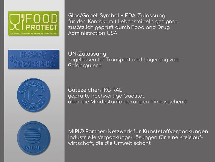 plasteo® 2 Stück 30 Liter Deckelfass lebensmittelecht FDA-Zulassung UN-Zulassung IKG Gütezeichen Kun