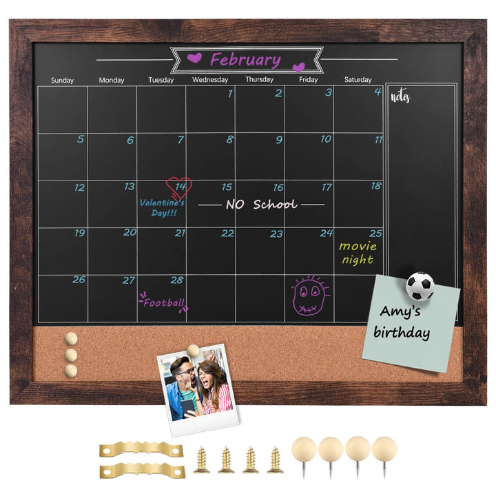 Okydoky Abwischbarem Kreidetafel-Kalender und Pinnwand, 33 cm x 43cm, Kombination aus trocken Black