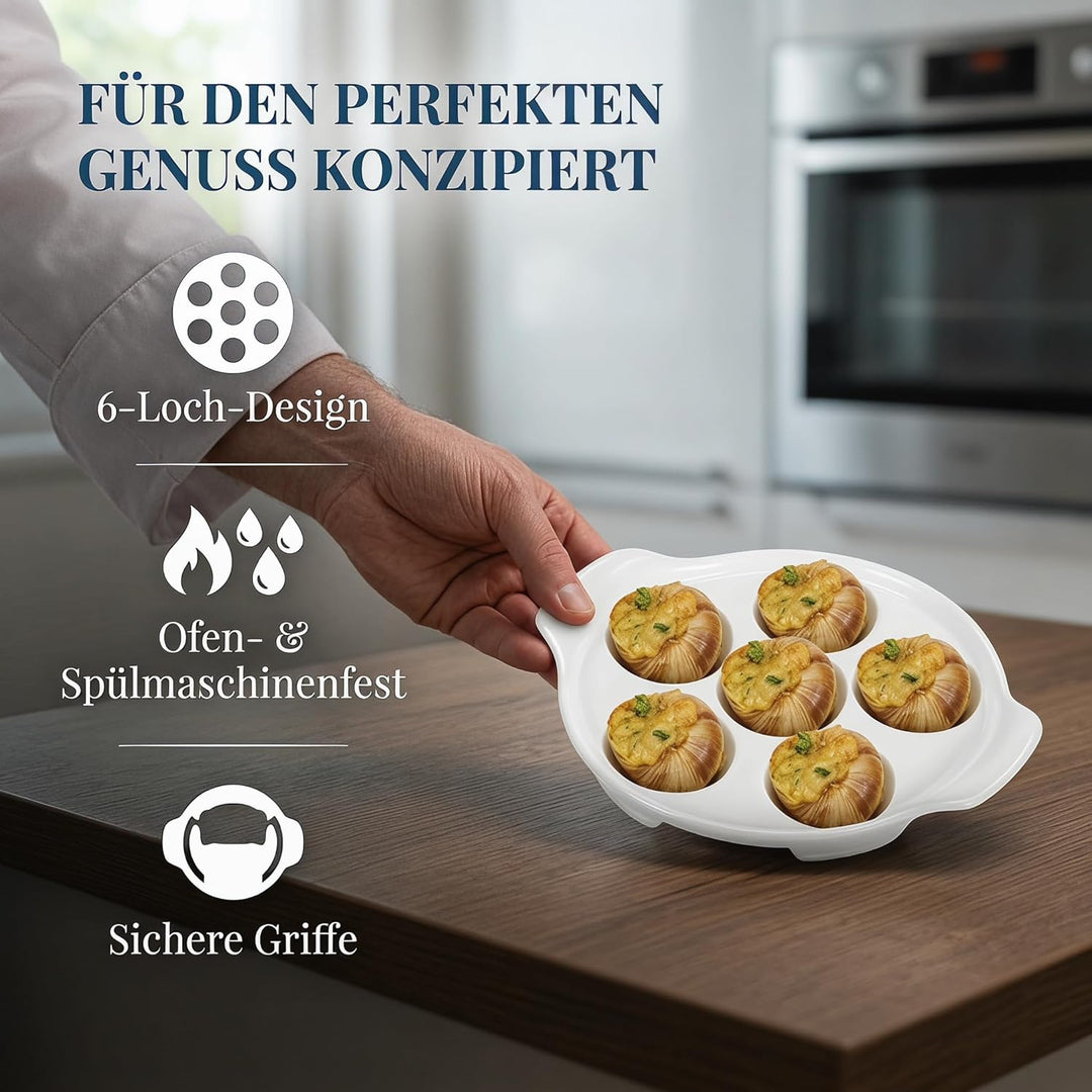 2 StüCk Schneckenpfanne Keramik Schneckenschale Schneckenteller Backform Für 6 Schnecken, Porzellan