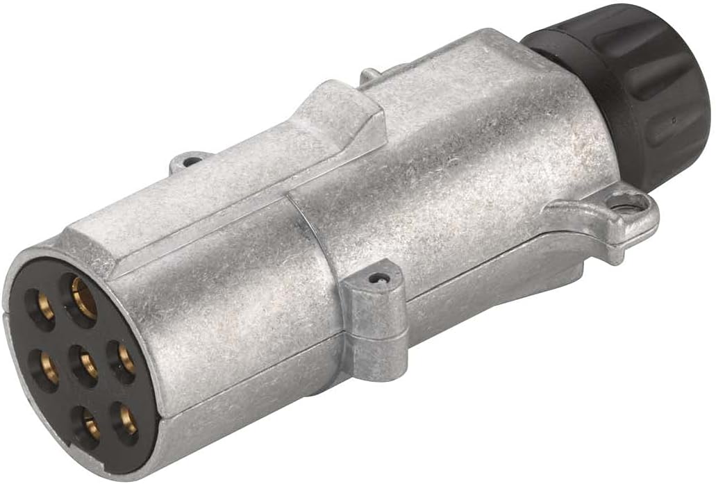HELLA Stecker - 24V - 7-polig - mit Kabelverschraubung - Aluminium - silber - DIN/ISO: 1185 N-Typ -