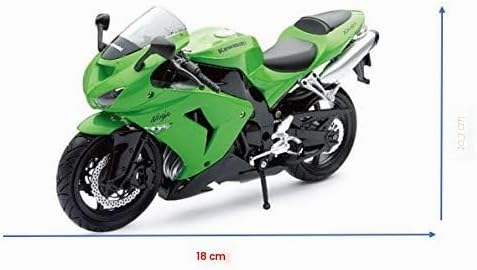 New Ray 42443 A - Kawasaki ZX 10 R / Honda CBR Motorrad, Miniaturfahrzeug, Massstab 1:12, Grün / Sch