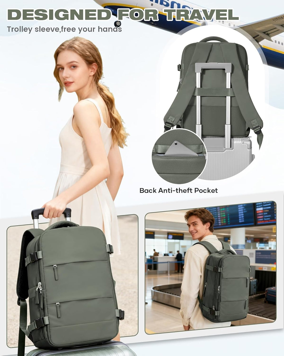 SZLX Vakuum Rucksack 40x30x20 Wizz air Handgepäck Rucksack 40x20x25 für Ryanair Vakuum Reiserucksack