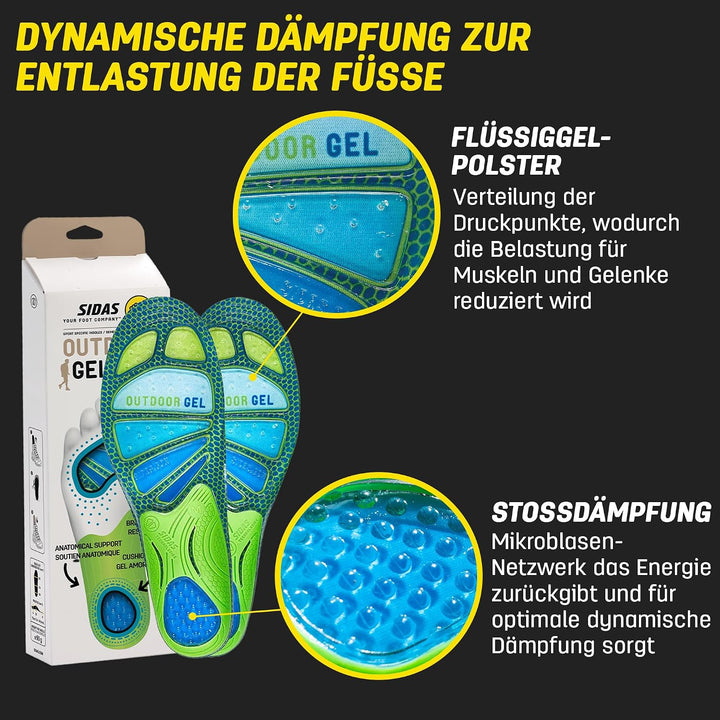 Sidas Gel Comfort Outdoor Sohle FR : S (Taille Fabricant : S:37-38) Grün, FR : S (Taille Fabricant :