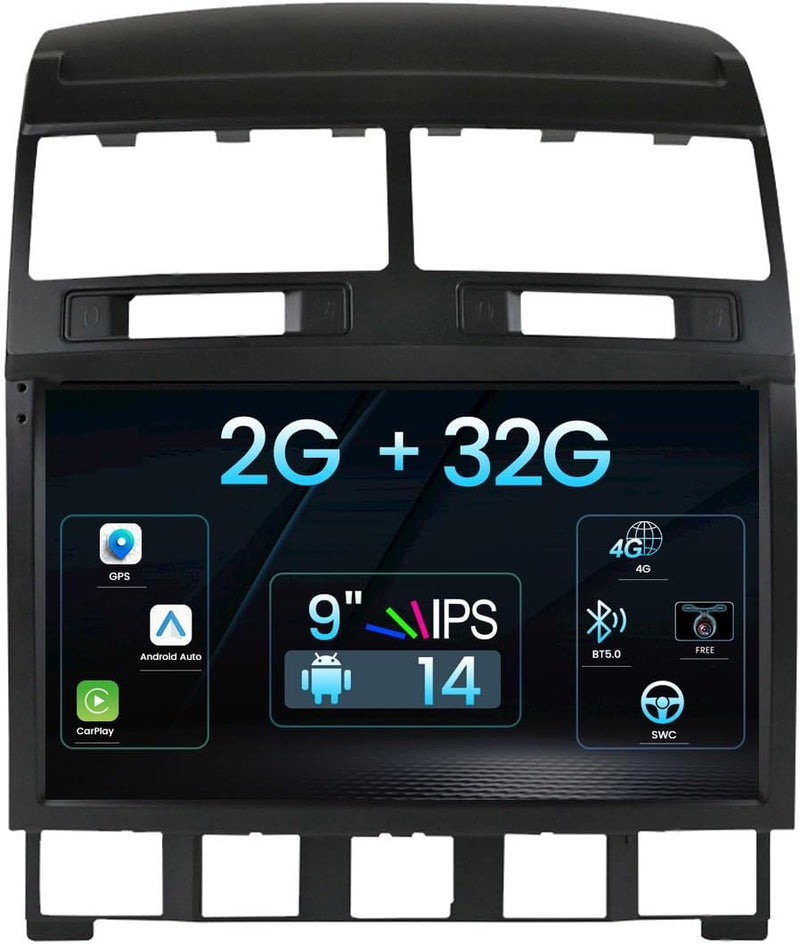 Android 12 Autoradio 9 Zoll IPS Doppel Din Radio Für VW Touareg 2002-2010 Mit GPS Navigation Bluetoo