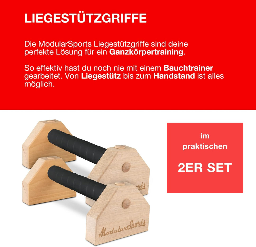 Liegestützgriffe aus Holz 2er Set/Parallettes mit Anti-Rutsch-Bändern/Yoga, Liegestütz oder Handstan