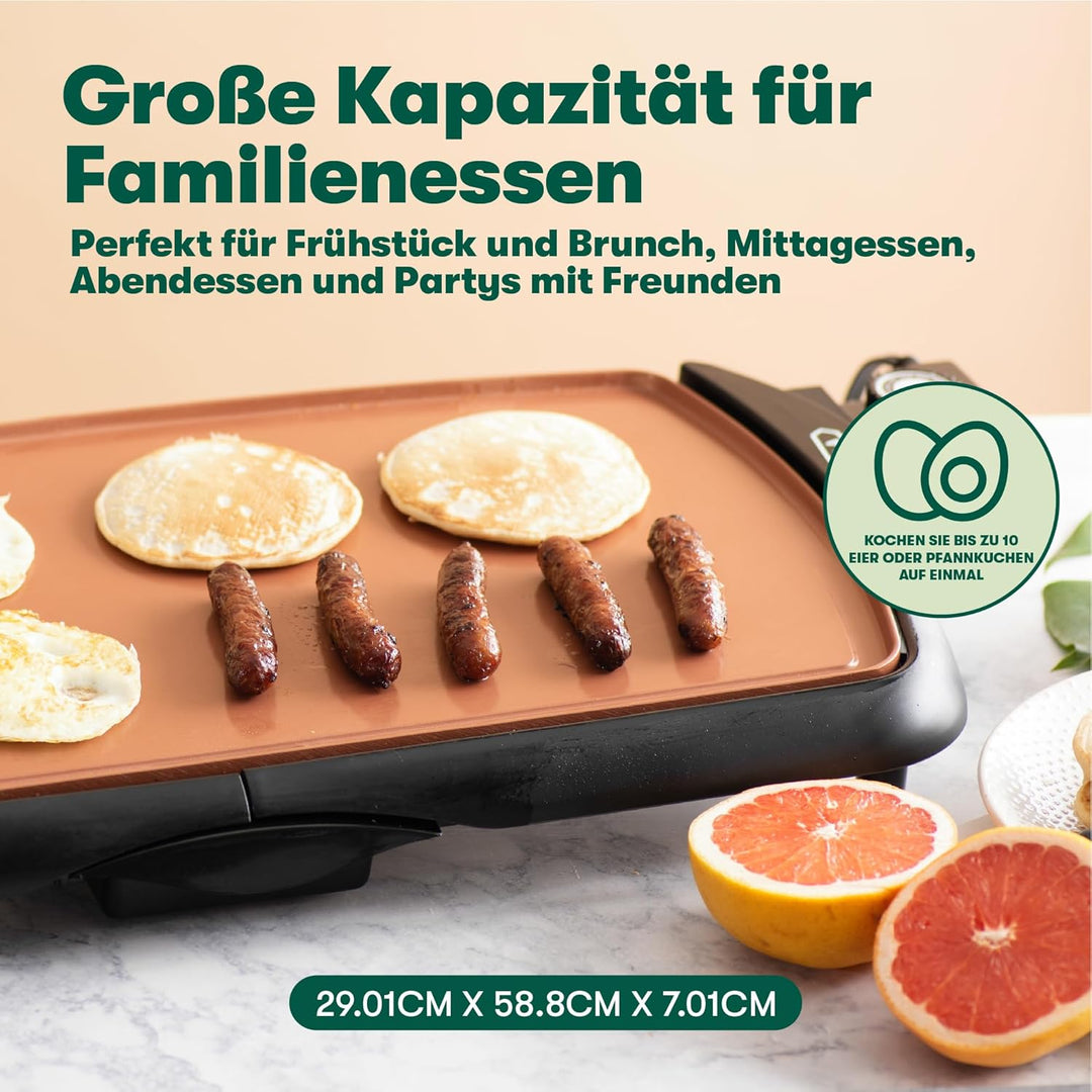 BELLA Elektro-Keramik-Titan-Grillplatte, Antihaftbeschichtung, grosse eintauchbare Kochfläche und he
