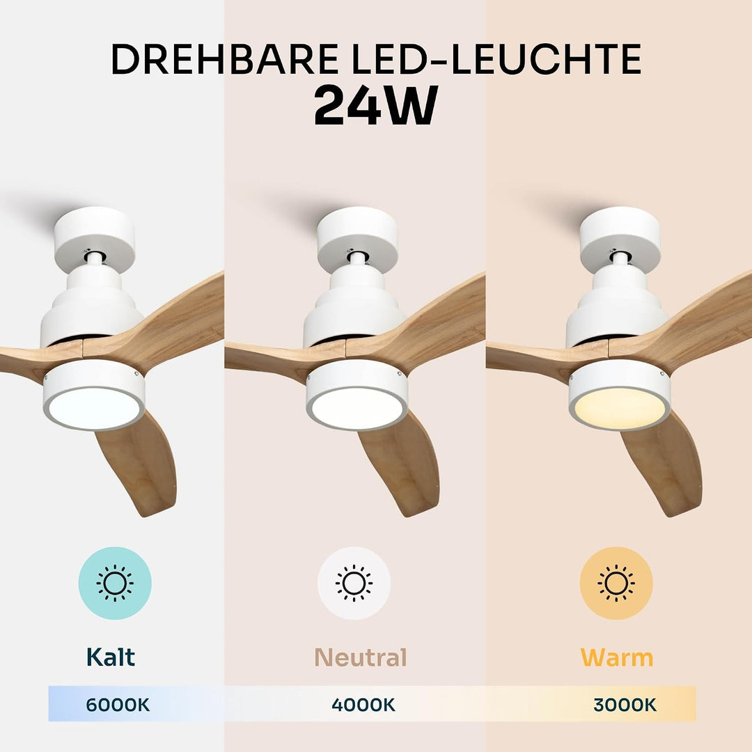 Mellerware - Deckenventilator mit Fernbedienung Brizy Bright | 45 W | 6 Geschwindigkeiten | Ultra le