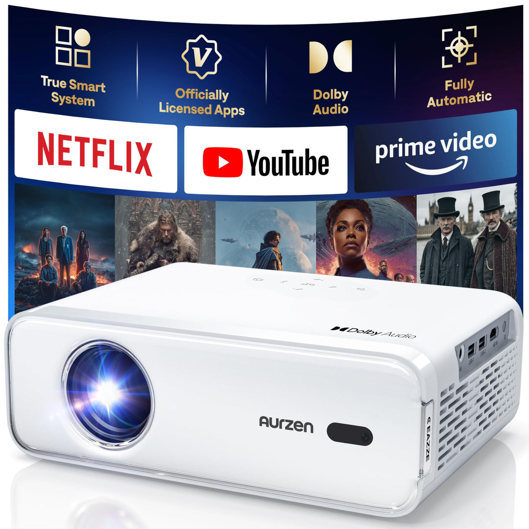 Aurzen Eazze D1 Beamer 4K Heimkino Projektor: Smart Full HD 1080P Beamer mit NetfIix Officially & Do