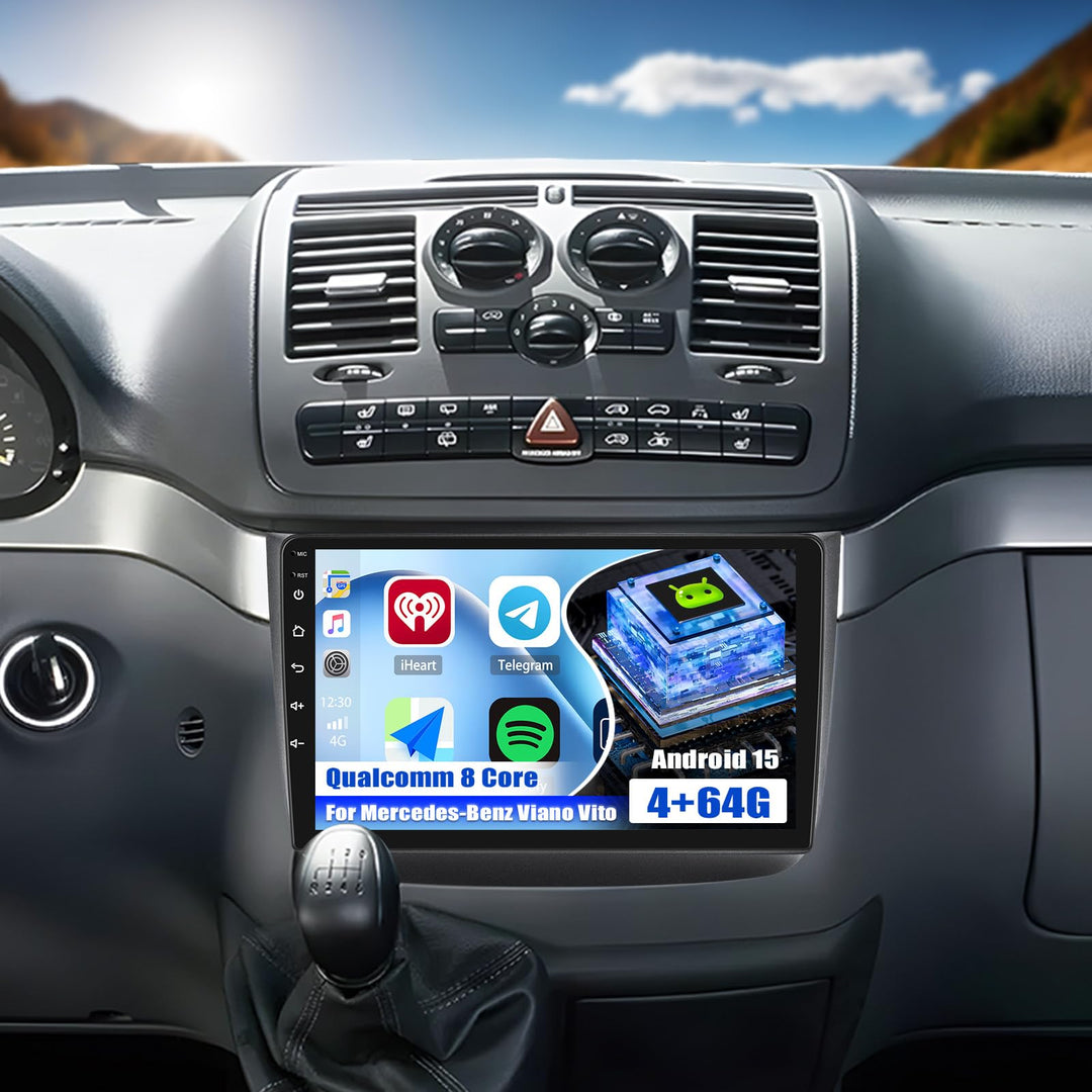 CAMECHO 8-Kern 4+64G Qualcomm Navi Autoradi für Mercedes-Benz Viano 2004-2011 Vito 2010-2015, 10 Zol