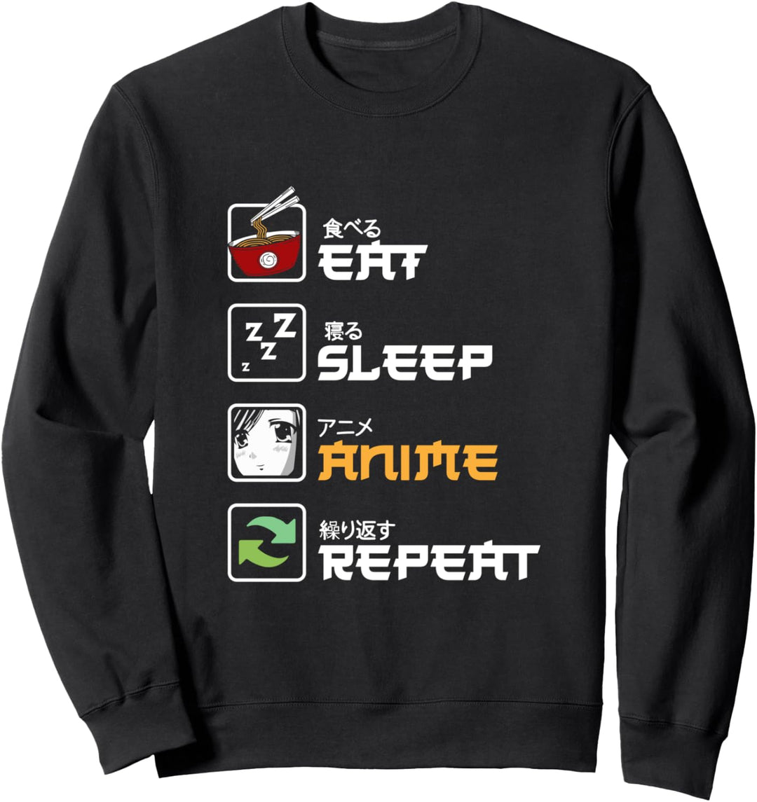 Eat Sleep Anime Repeat Kawaii Japanisch Manga Fan Sweatshirt