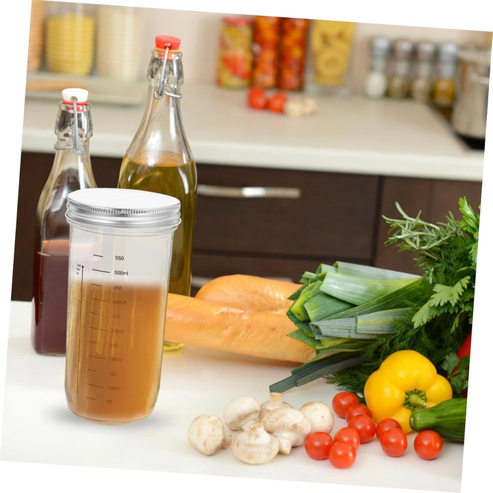 Alipis 650ml Glas Sauerteigstarterglas mit Silikon und Aluminiumdeckel Dichtleistung und Leicht zu R