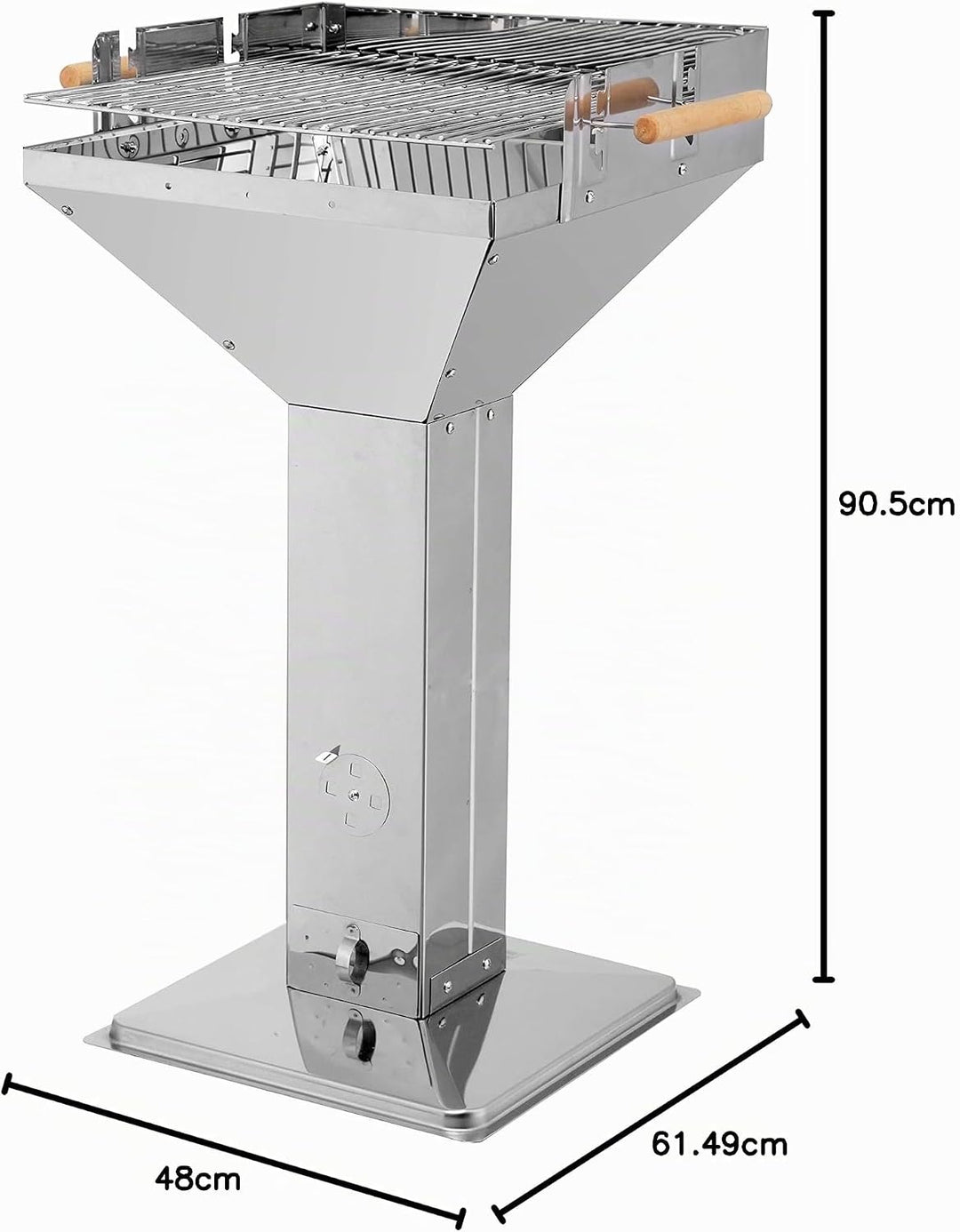 tepro Holzkohle-Säulengrill Vista (Trichtergrill), Edelstahl, Belüftungssystem, komfortable Arbeitsh