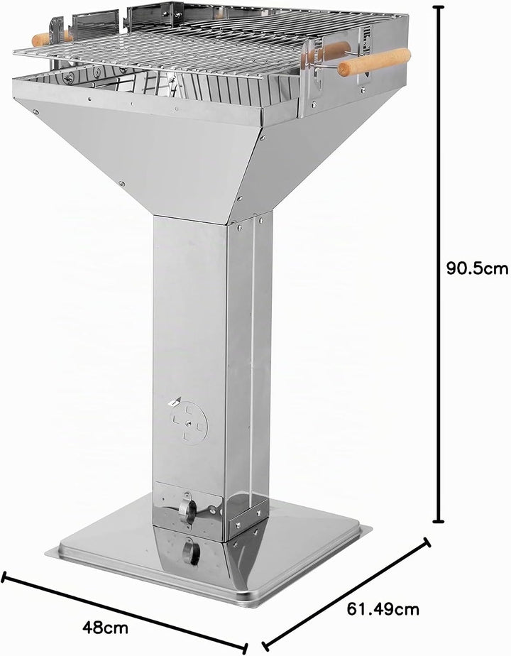 tepro Holzkohle-Säulengrill Vista (Trichtergrill), Edelstahl, Belüftungssystem, komfortable Arbeitsh