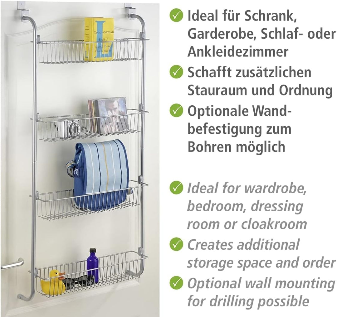 WENKO Tür-Regal, Hänge-Regal mit 4 grossen Ablagen für Haushalts-Utensilien, ideal für Küchenzubehör