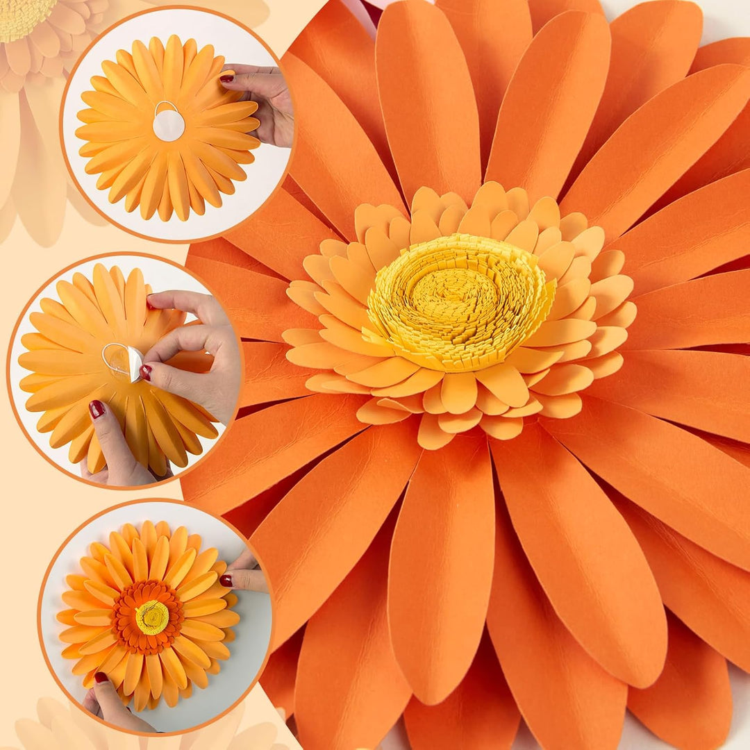 Easy Joy 6 Stück 3D Gänseblümchen Wanddeko,Papier Blumen Deko,Künstliche Blumen für Muttertag,Wohnzi