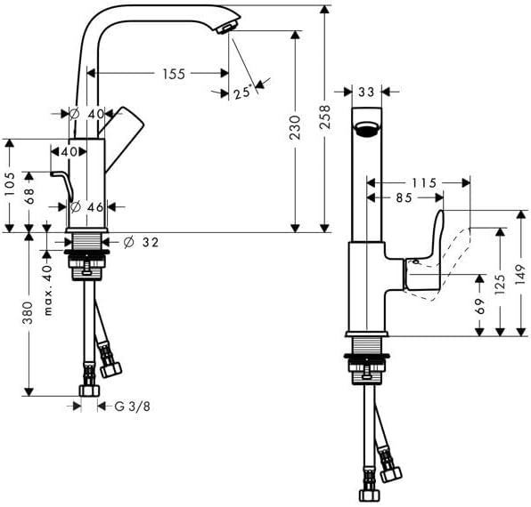 hansgrohe Wasserhahn Metris (Armatur mit Auslauf Höhe 230mm und Zugstangen-Ablaufgarnitur) Chrom Chr