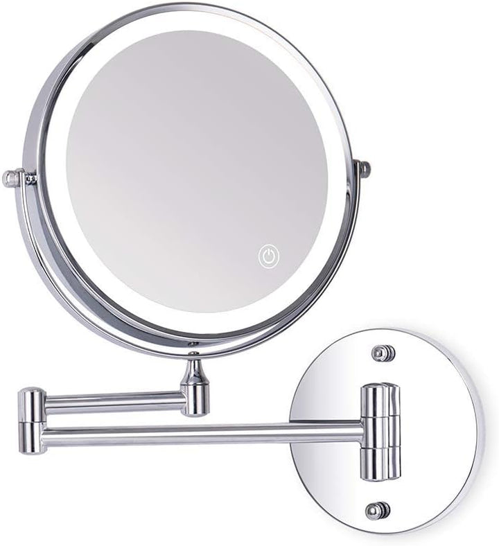 Loywe Beleuchtet Kosmetikspiegel 10-Fach mit Beleuchtung LED Wandmontage Touchscreen für Badezimmer,