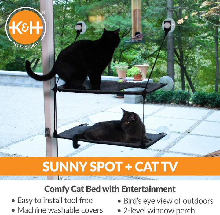 K&H 779092 EZ Easy Window Mount Kitty Sill, am Fenster zu befestigendes Katzenbett mit Zwei Ebenen D