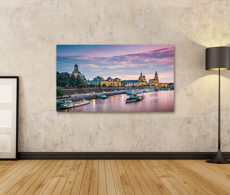 Bild auf Leinwand Dresden Deutschland Über Der Elbe Wandbild Poster Kunstdruck Bilder Format: 100x57