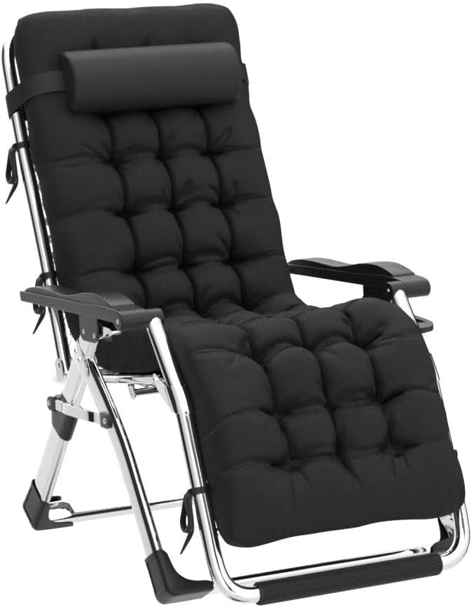 Sonnenliege Klappbar, Liegestuhl, Extra gross Gartenliege, für Patio-Garten-Strand-Pool, mit Kissen-