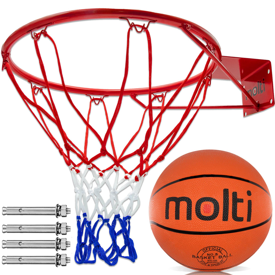 molti HangRing Ø45cm Ø37cm Basketballring Set mit Ball Basketballkorb BasketballNetz und Befestigung