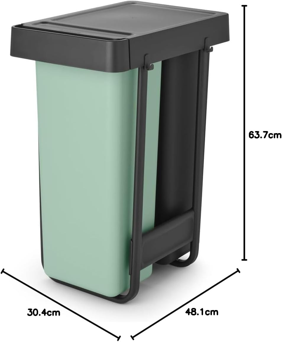 Brabantia Sort &amp; Go Ausziehmülleimer | 2 x 30 l Einbaumülleimer für die Unterschranktür | Integriert