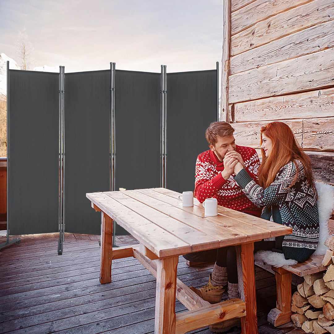 JOIEYOU Paravent Outdoor Sichtschutz Trennwand 4 Teilig 225x180cm Raumtrenner mit Flache Füsse Anti-
