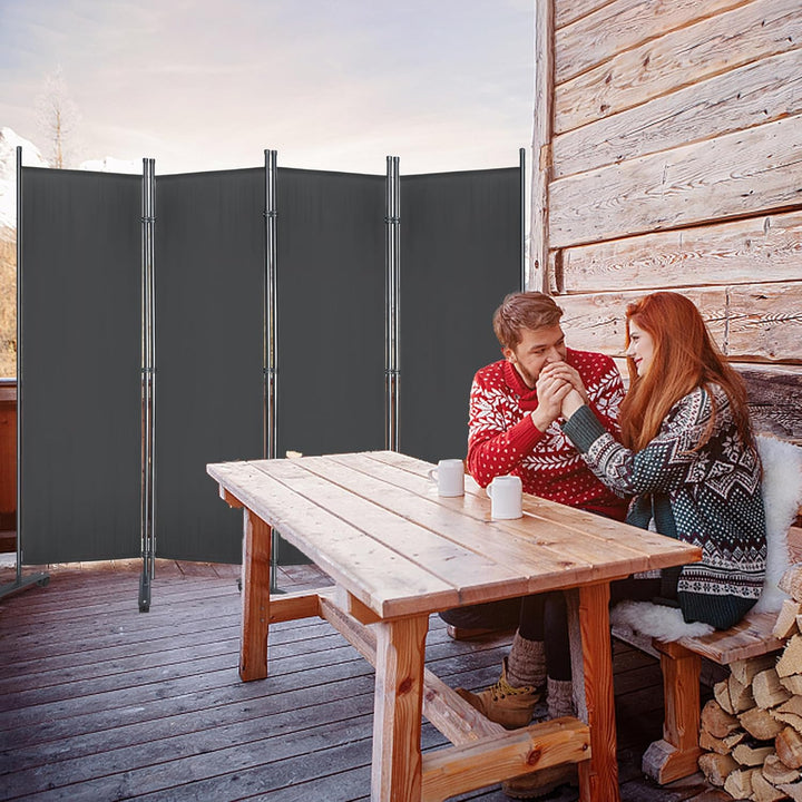 JOIEYOU Paravent Outdoor Sichtschutz Trennwand 4 Teilig 225x180cm Raumtrenner mit Flache Füsse Anti-