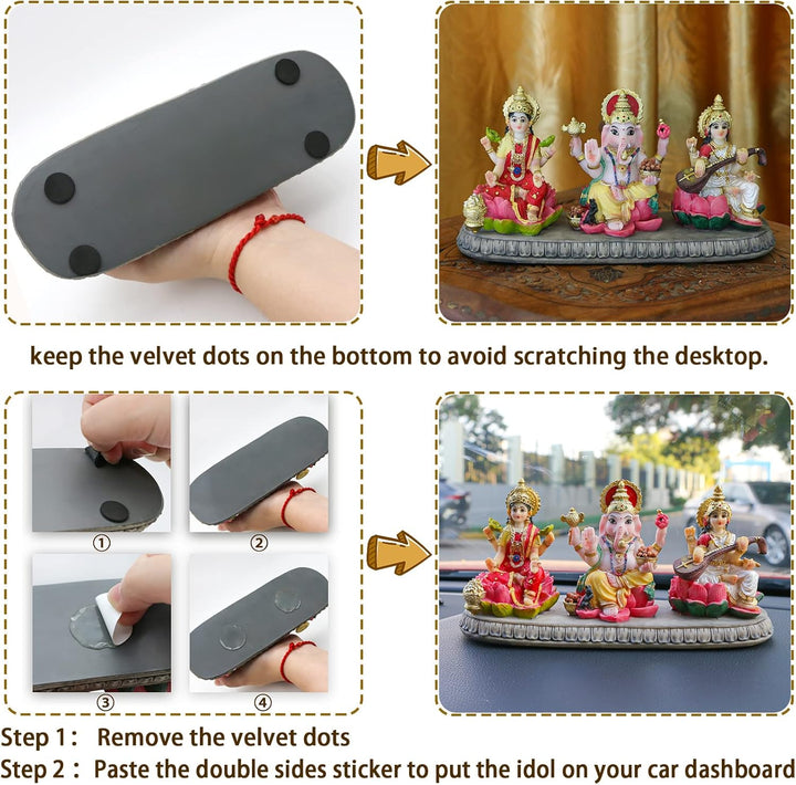 Indien Laxmi Ganesh Saraswati Statue – 9,9 cm H indischer Gott Lakshmi Ganesha Saraswati Idol Figur