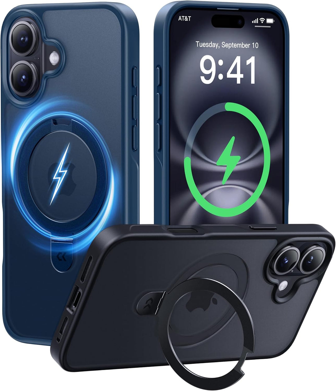 CASEKOO MagicStand für iPhone 16 Hülle mit MagSafe [Unsichtbarer Ständer] [MIL-STD-810H Militärstand