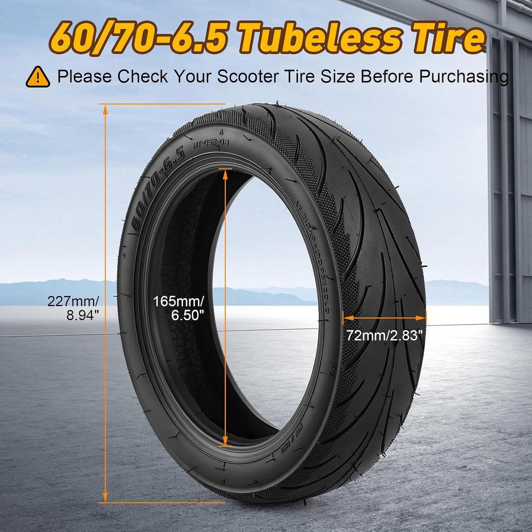 60/70-6.5 Tubeless Reifen mit Ventil für Ninebot Max G30 Elektroroller, E Scooter Reifen Vakuumreife