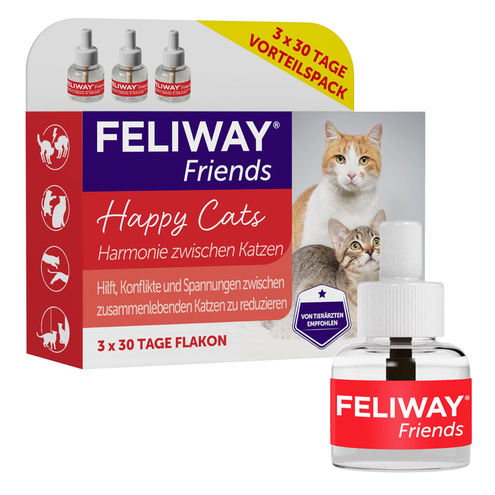 FELIWAY Friends Vorteilspack für Katzen | 3x Nachfüllflakon | reduziert Konflikte &amp; Spannungen zwisc