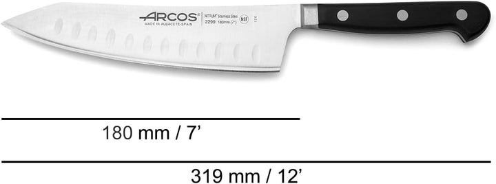 Arcos Opera - Rocking Santoku Messer - NITRUM geschmiedetem Edelstahl 190 mm - HandGriff POM Farbe S