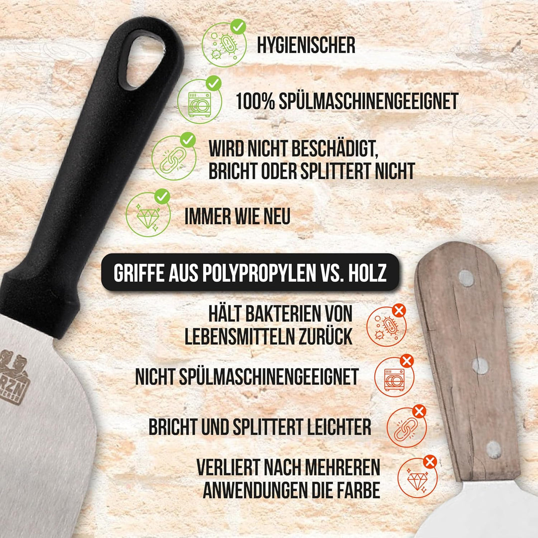 Grillspachtel Edelstahl 304 Set – Plancha Zubehör inkl. Plancha Spachtel und Grill Schaber. Grill Sp