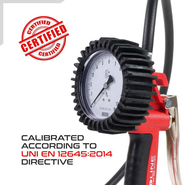GAV Reifenfüller Messgerät mit WIKA 80mm Manometer (Geeicht) Profi Reifendruckprüfer Druckluft für A