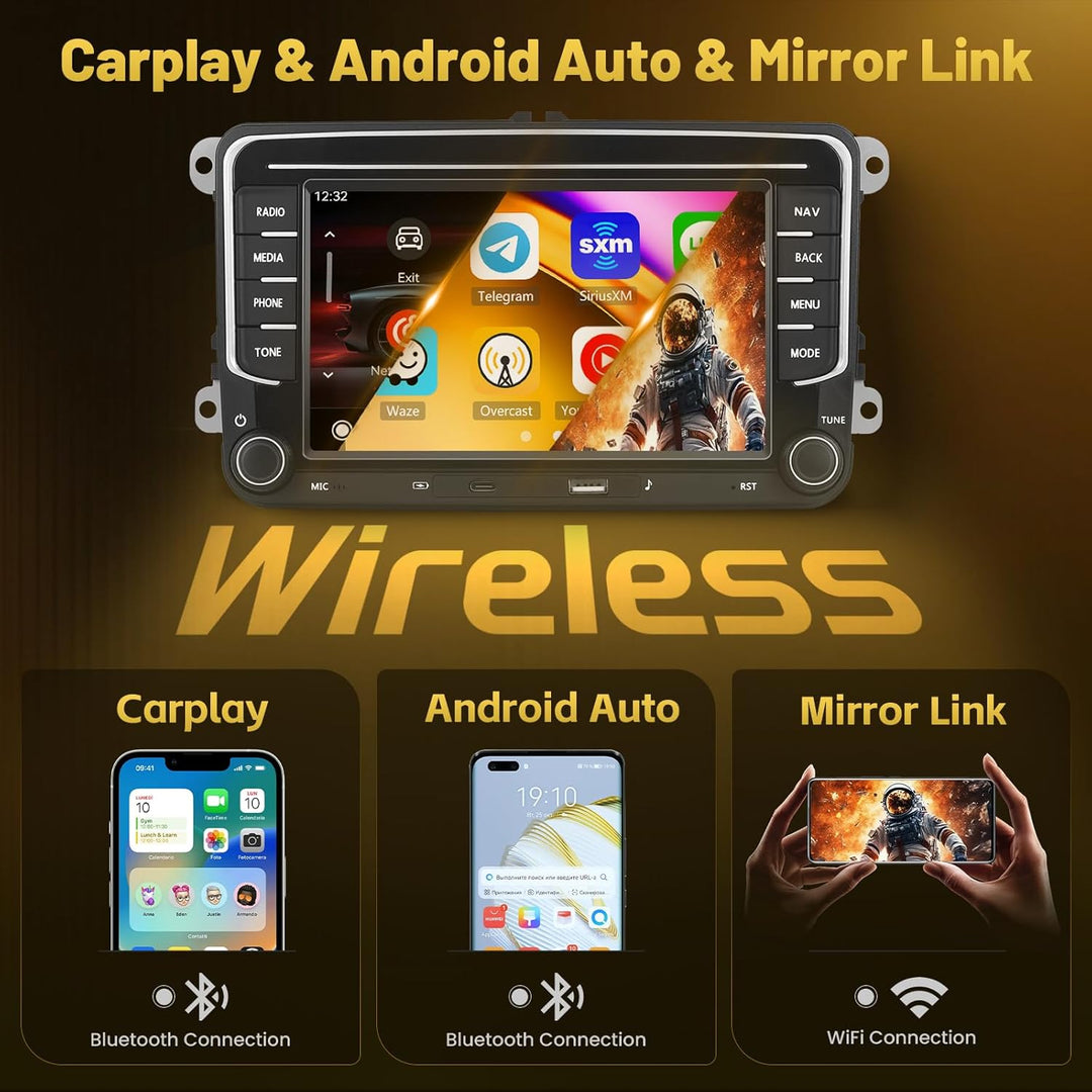 Roinvou 4+64G Android 15 Autoradio für VW Beetle Passat Jetta Sharan CC Tiguana Caddy Wireless CarPl