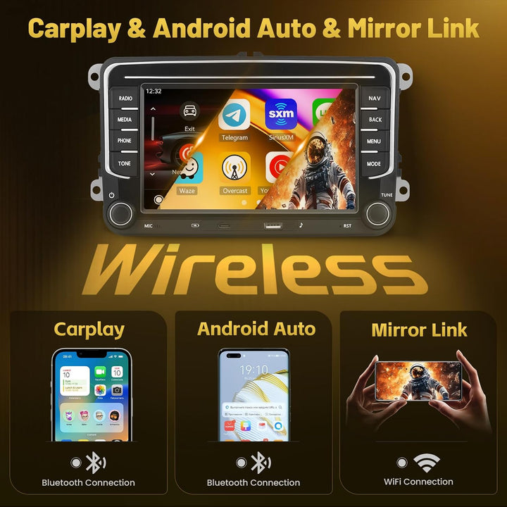 Roinvou 4+64G Android 15 Autoradio für VW Beetle Passat Jetta Sharan CC Tiguana Caddy Wireless CarPl