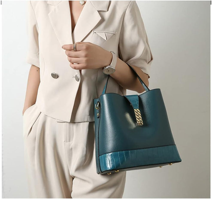 Coolives ，Damen Handtaschen-Set Damentasche aus PU-Leder mit Krokodilledermuster Henkeltasche Handta