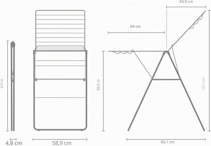 Brabantia HangOn 20m Trockengestell, Edelstahl, Fresh White 20m without Rod Fresh White, 20m without