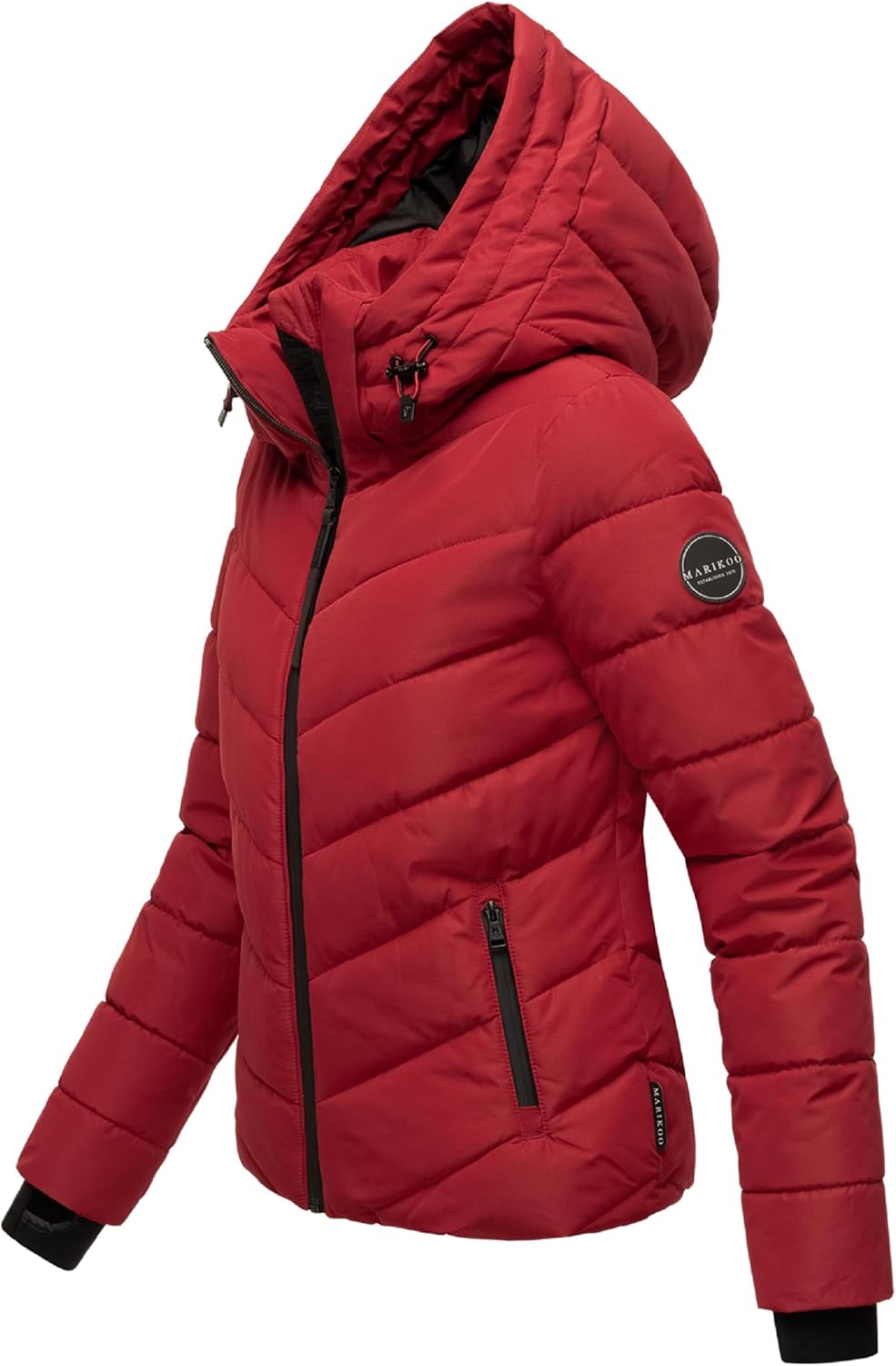 MARIKOO Damen Winterjacke warme Steppjacke mit abnehmbarer Kapuze Samuiaa XVI XS-3XL S Dark Red, S D