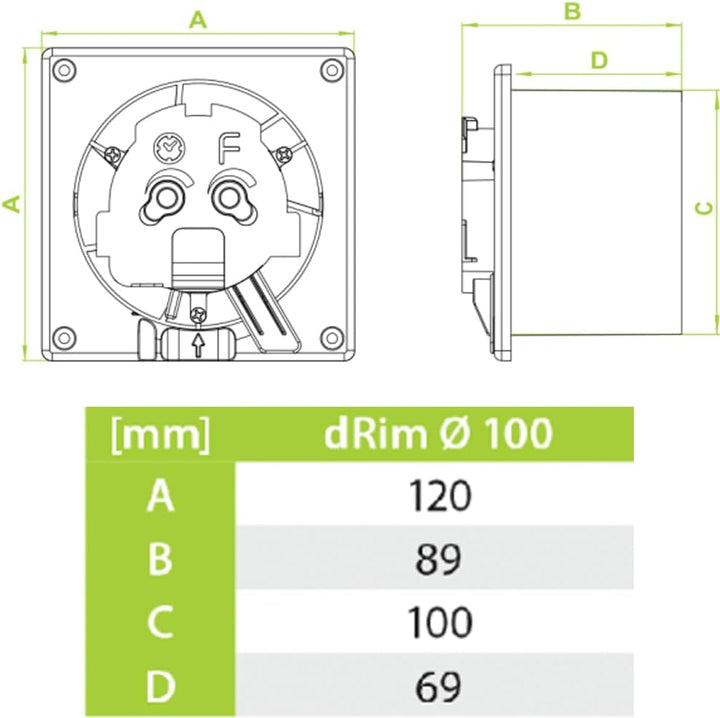 F.H. ANA Design Badlüfter Wandlüfter Deckenlüfter Ø 100 mm Niederspannung 12V Standard mit Dekorativ