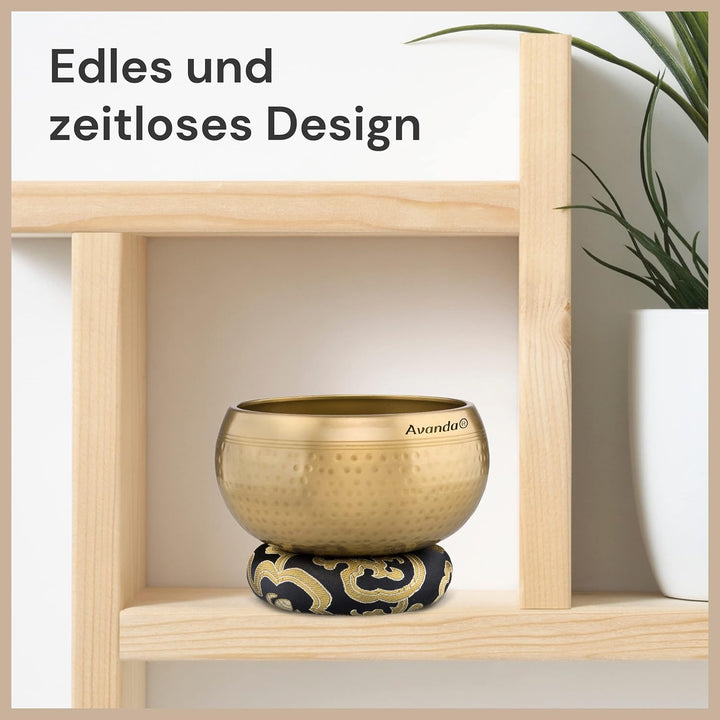 Tibetisches Klangschalen-Set für Yoga, Meditation, Entspannung - gehämmerte Tibetische Klangschale Ø