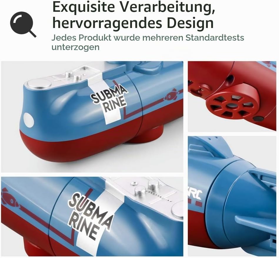 Mini Ferngesteuerte U-Boot Spielzeug, 6 Kanal RC Boote mit LED Leuchten | 2.4GHZ Fernbedienung Tauch