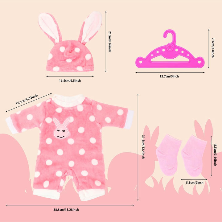 Miunana Kleidung Bekleidung Outfits Schlafanzug für Baby Puppen, Pink Puppenkleidung 35-43 cm mit Kl