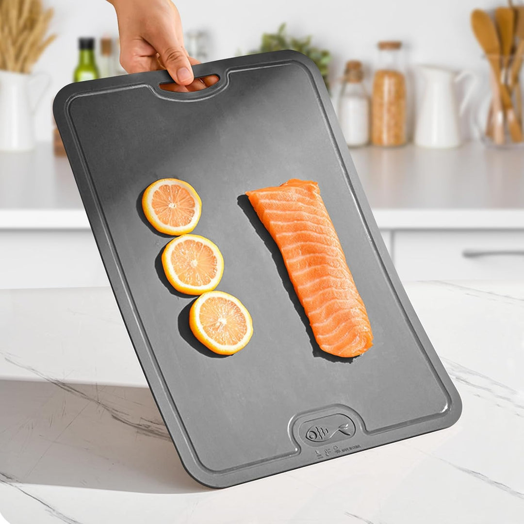 Gintan Flexibles TPU Schneidebrett, BPA-frei, mit Messer- und Saftrille, kratzfeste flexible Schneid